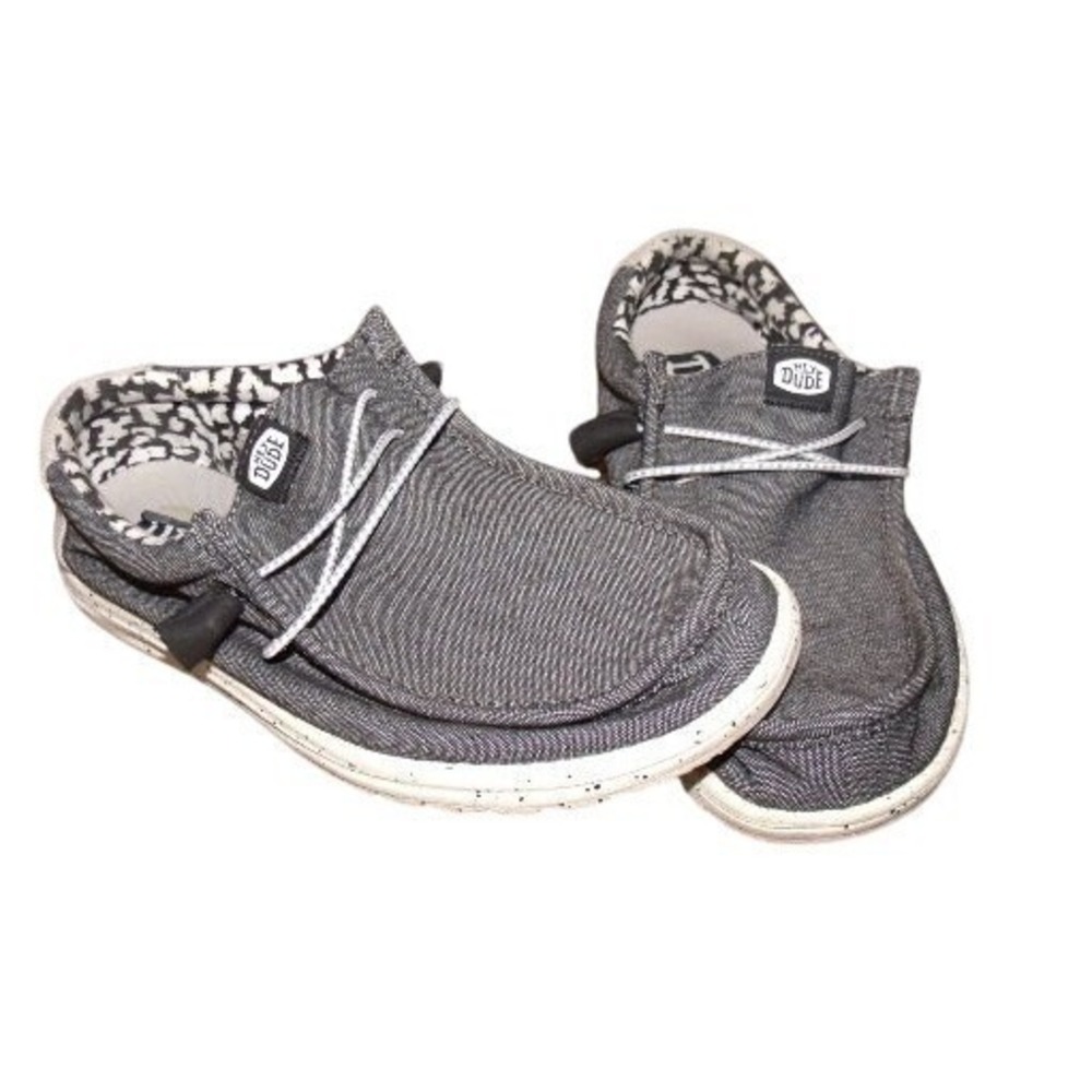 Hey Dude Wally Canvas Stretch Charcoal Gray Slip On Loafers Mens Size 10